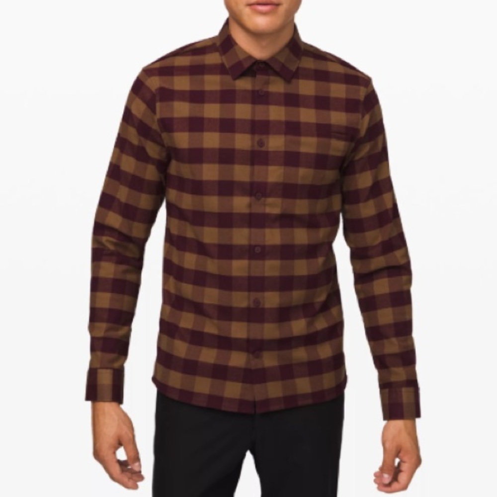Lululemon Mason's Peak Flannel in Check Plaid Mini Dark Adobe Frontier - Small